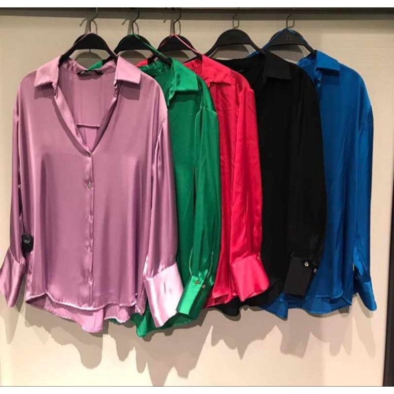 Kemeja satin Best Seller Zara New Feb 2022 original