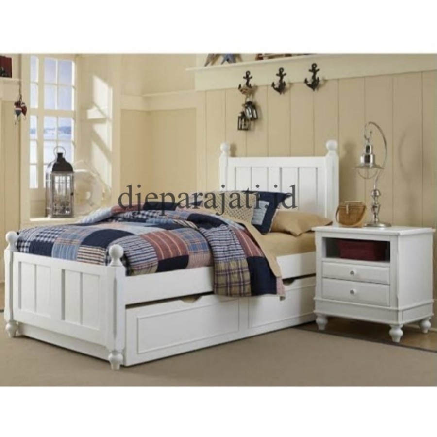 Tempat Tidur Anak Sorong Putih - Dipan Sorong Anak