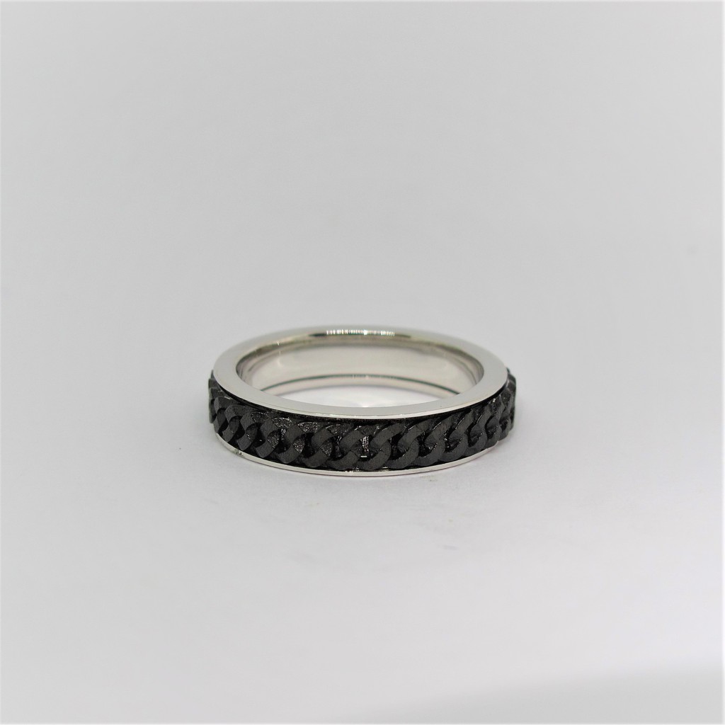 Cincin anak dan dewasa emas asli kadar 750 75% 22 4 gr fashion cantik elegan padat ikat pinggan hitam rantai sisik