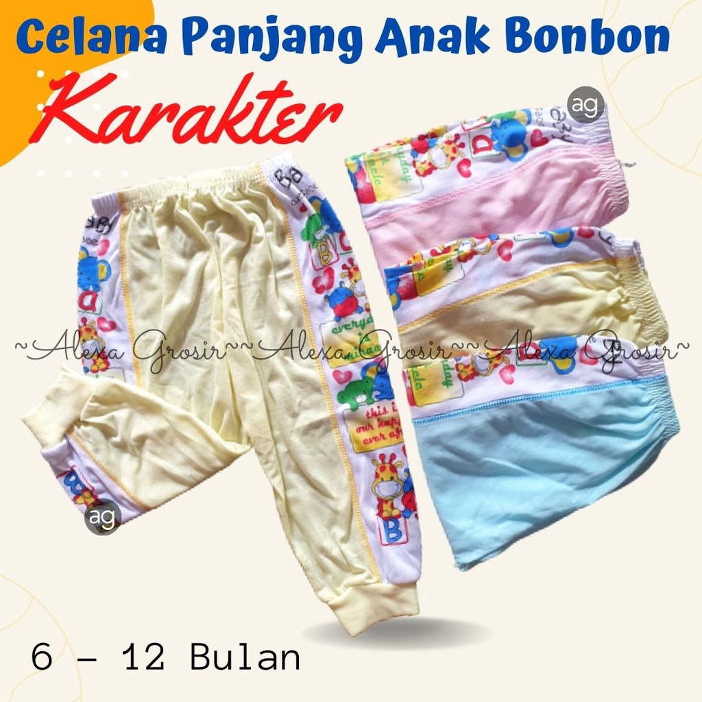 Celana Panjang Bayi Halus Lembut 6-12 Bulan, BonBon Murah Berkualitas Size S M L XL XXL/3L