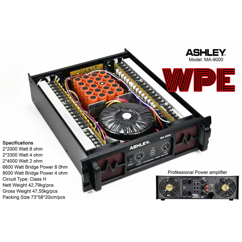 power amplifier ashley ma9000 / ashley ma 9000 original 2 channel