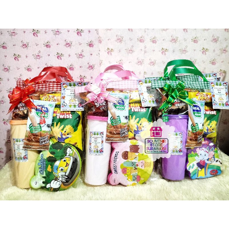 Souvenir Snack Ultah / Tumblr custom plus lunchbox mini / Paket snack souvenir ulang tahun /Snack Ultah Murah