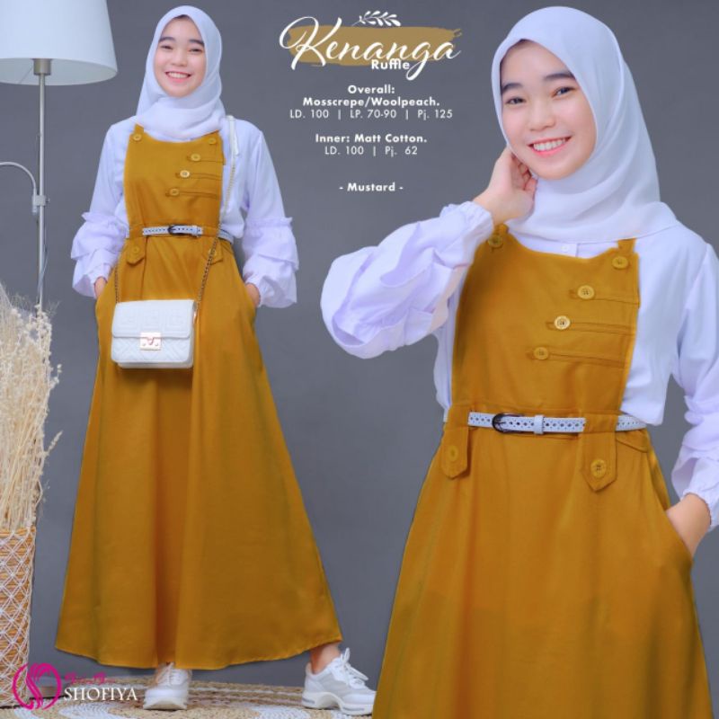 Kenanga Ruffle Set Inner dan Overall Cantik untuk Remaja by Shofiya