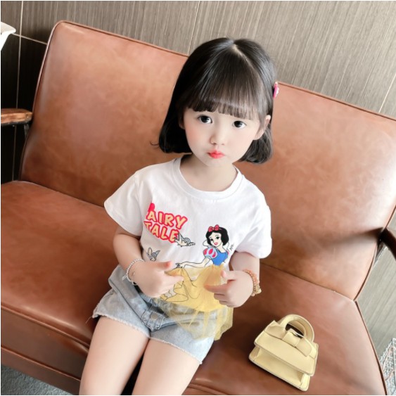 Baju Kaos Anak Perempuan Elsa Frozen Snow White Mermaid