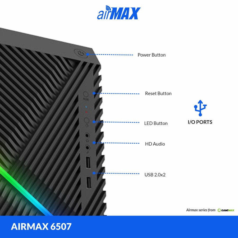 Casing PC Gamemax Airmax 6507 Include PSU 500W MICRO ATX -