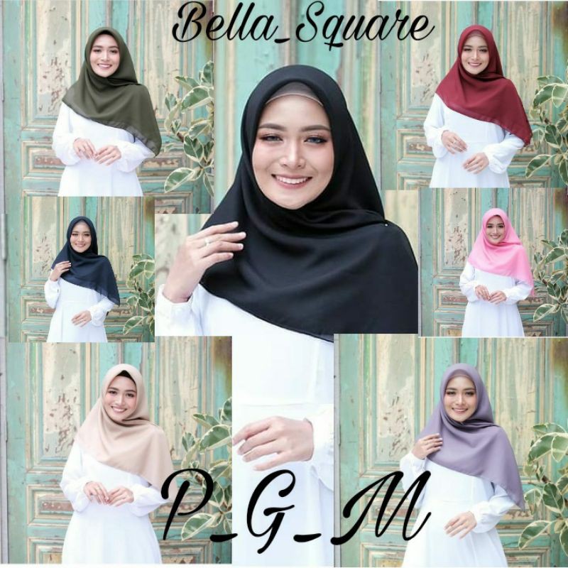 BELLA SQUARE KERUDUNG SEGIEEMPAT Hijab Pollycotton KERUDUNG SEGIEMPAT POLOS BELLA SQUARE BISA COD