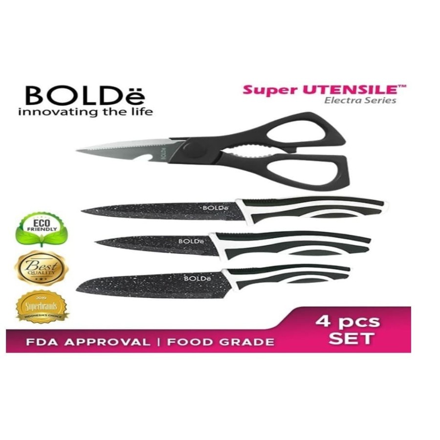 Bolde Super Utensile Electra Series Pisau 3 Pcs + 1 Gunting Serbaguna