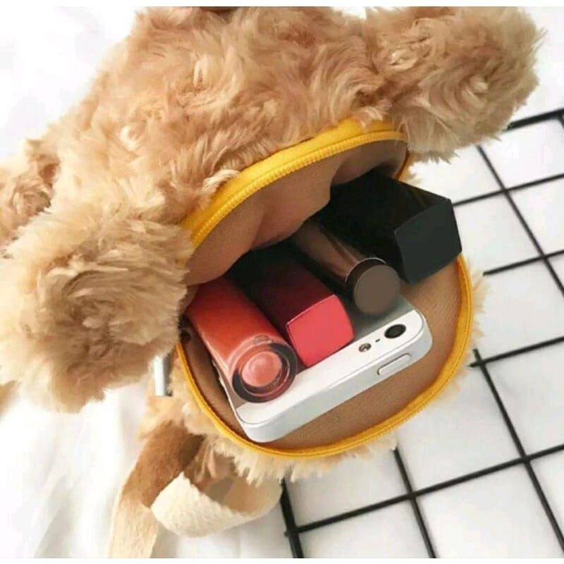 ASFOUR - Tas Selempang BERUANG merangkul /tas boneka /tas bulu /tas selempang mini Tas Selempang Wanita Boneka Beruang Merangkul Yuk / Tas Bulu Boneka Lucu Korea Selempang Bulu Gaul / Tas Selempang Mini Bisa COD