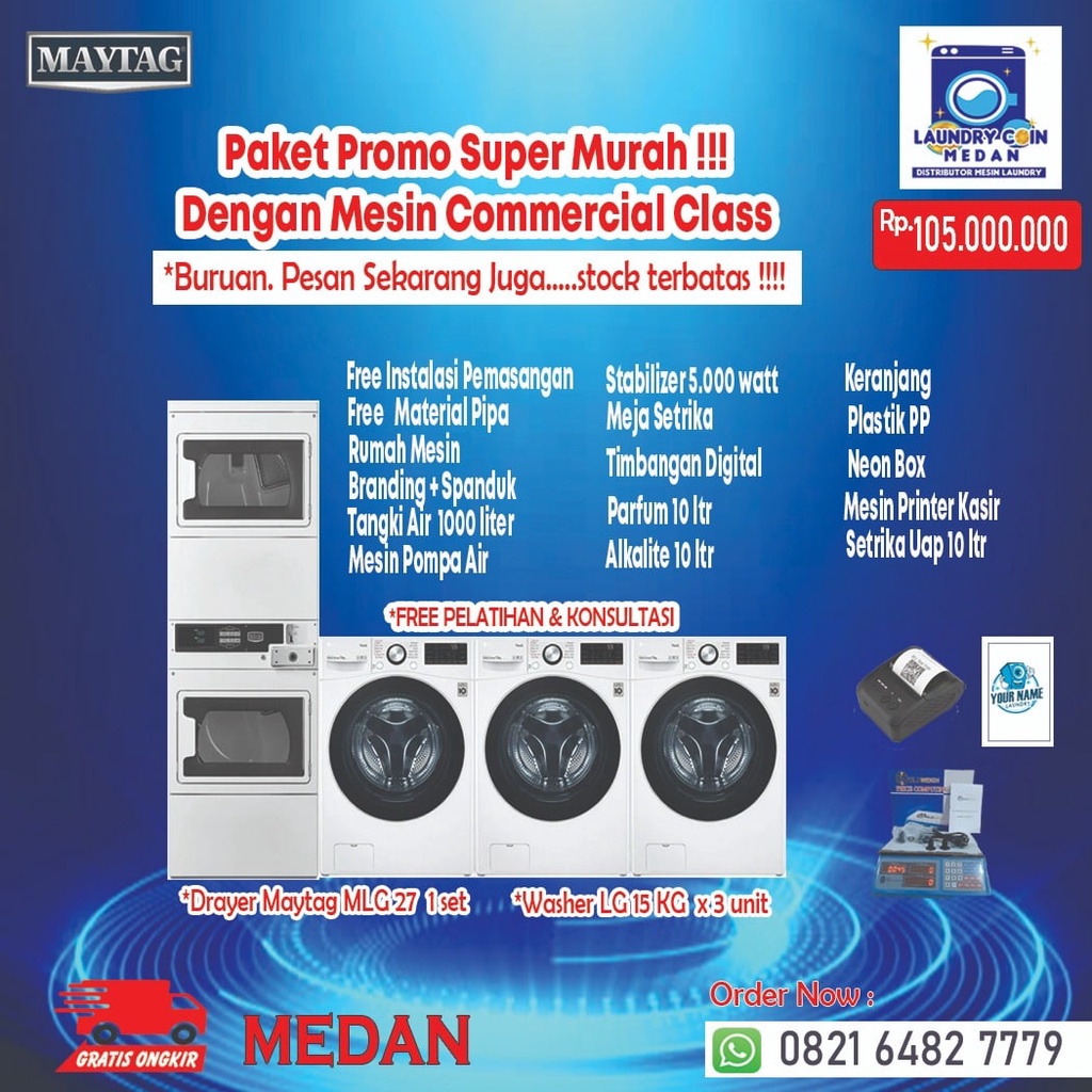 PAKET USAHA LAUNDRY// MESIN COMMERCIAL// MEDAN