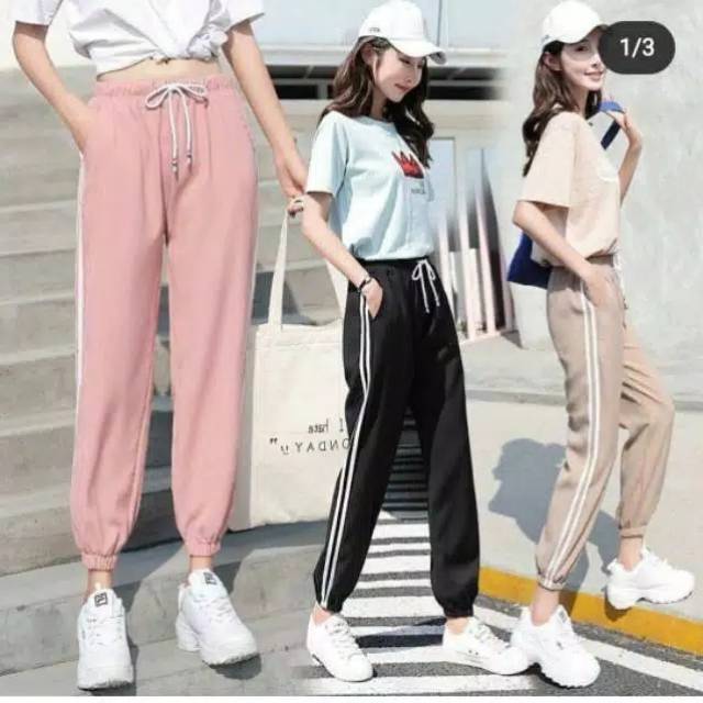 celana joger sport bahan crepe all size yg biasa makai s m celana joger sport bahan crepe all size yg biasa makai s m