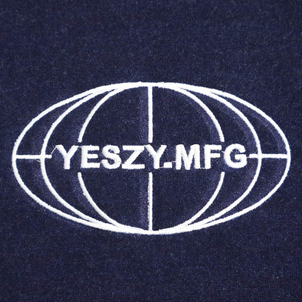 YESZY.MFG Hoodie Navy Tone Globe Embroidery