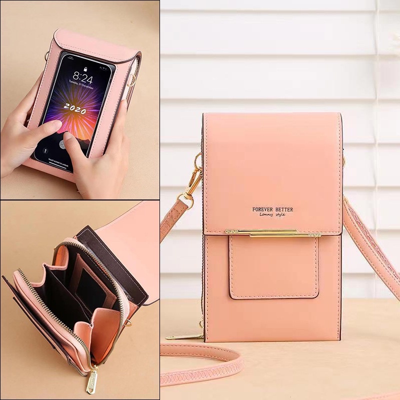 Tas Selempang Kulit Wanita Dompet Hp Cewek Touchscreen Mini Bag LN L071