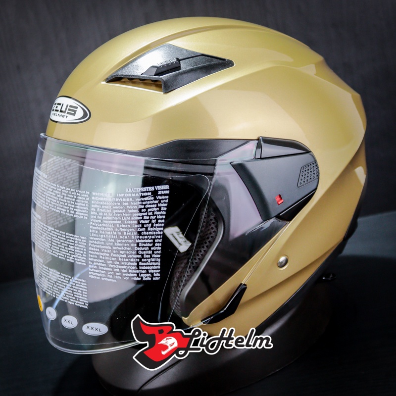 HELM ZEUS ZS 611 SOLID GOLDEN YELLOW | ZS611 HALF FACE DOUBLE VISOR | SNI