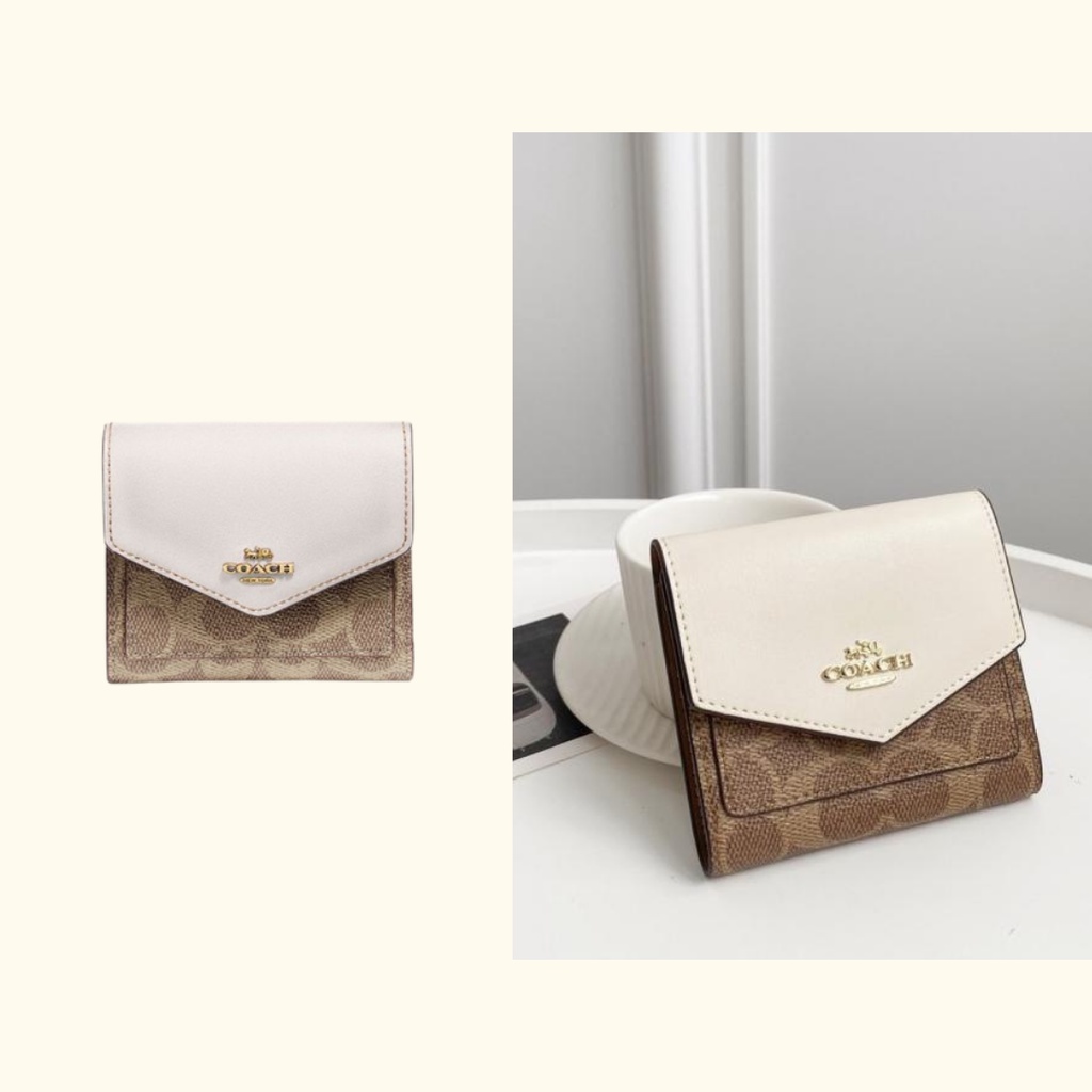Coach F31548 Small Wallet in Colorblock Sinature Kanvas - White