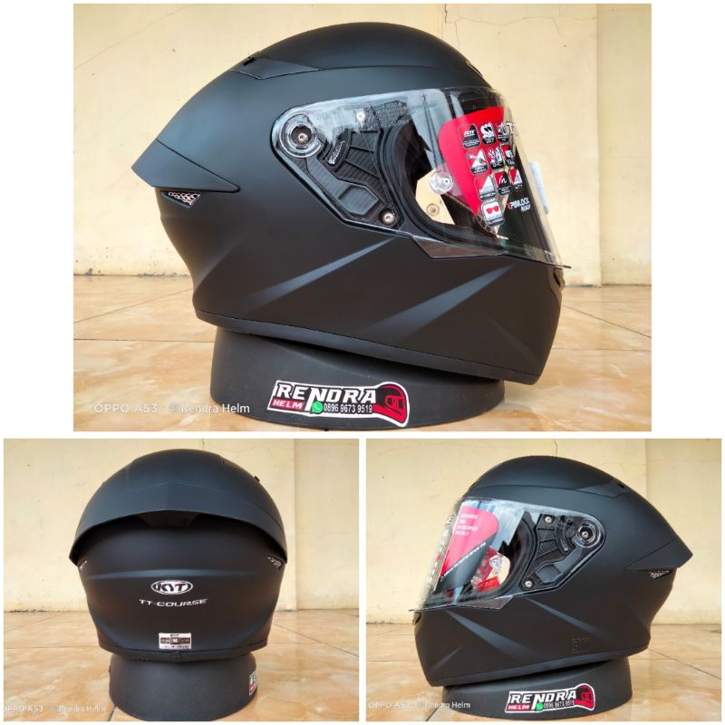 Helm KYT TT Course Motif/ Poloss. 100% ORIGINAL. ongkir termurah 2kg.-BLACK DOFF