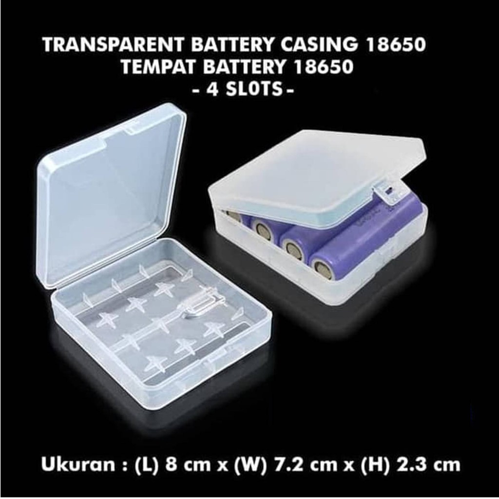 Tempat Kotak Penyimpanan Case Casing Baterai Transparan 4 Dan 2 Slot 18650