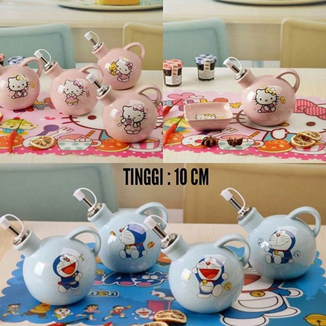 01657 botol kecap hellokitty keramik botol kecap doraemon keramik