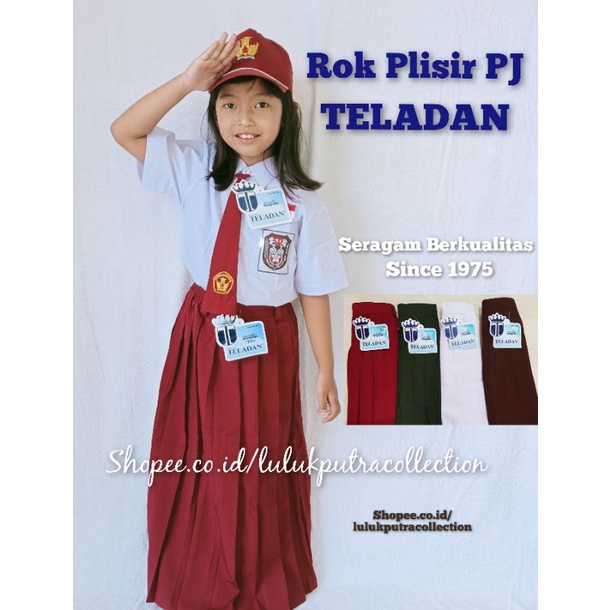 

Rok Plisket Merah Panjang (Seragam TELADAN) Rok Plisket Coklat Pj TELADAN/Rok Plisket Putih Pj/ Rok Plisir Pj Hijau Garing