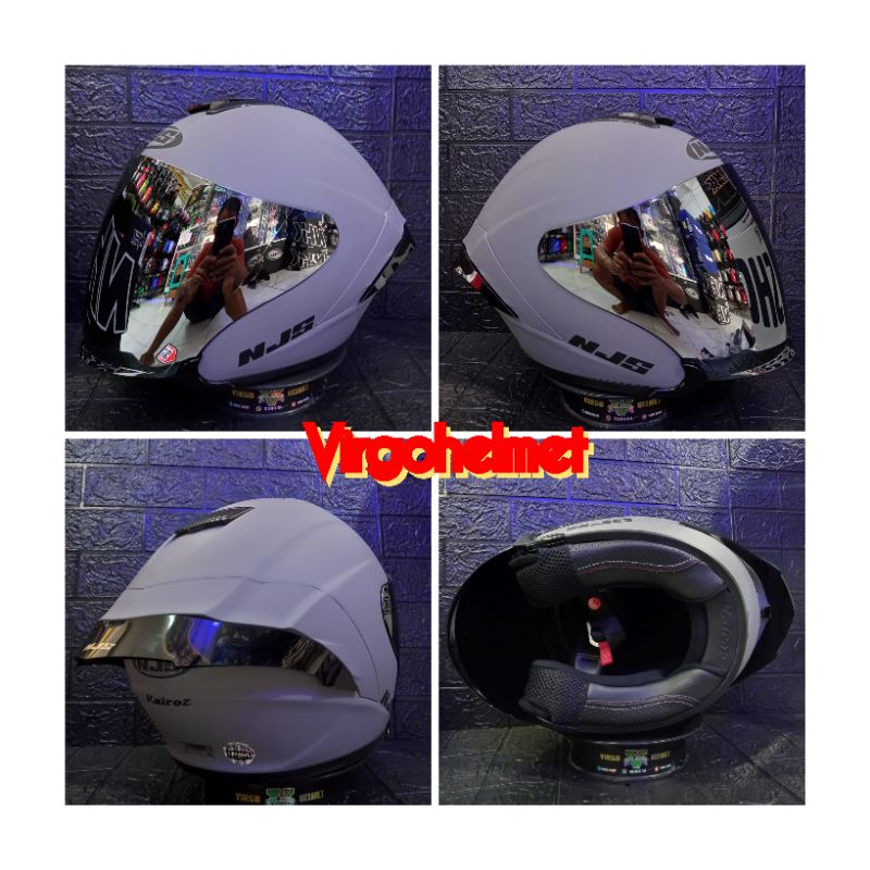 NJS KAIROZ SOLID STONE GREY DOff VISOR SILVER+SPOILER