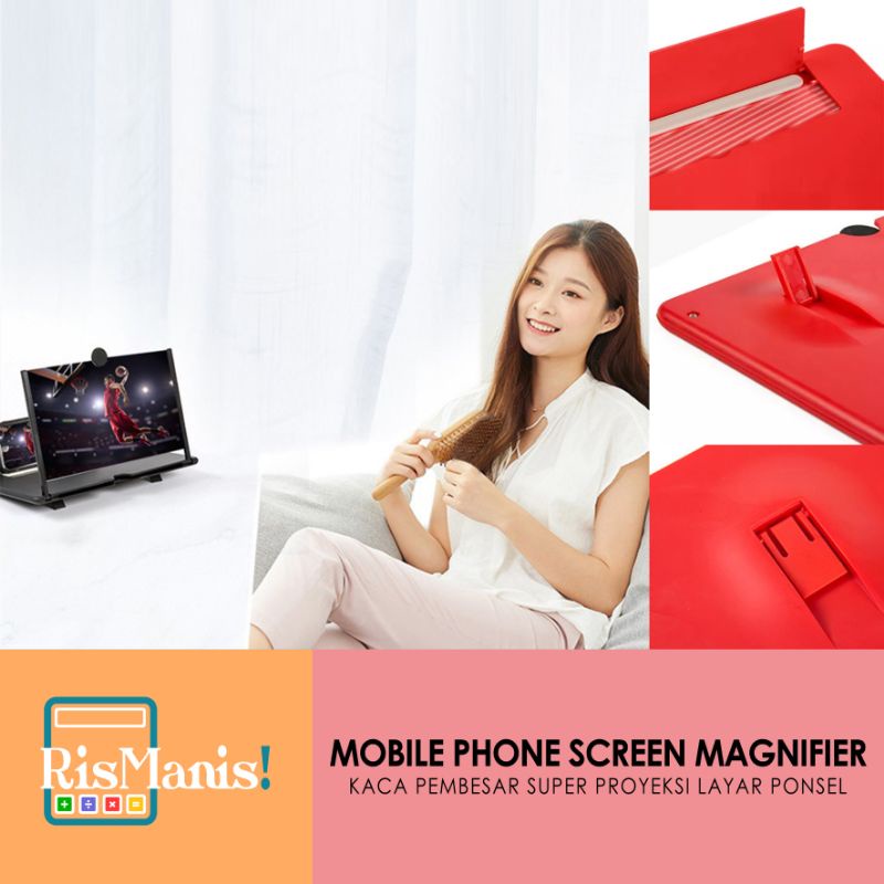 MOBILE PHONE SCREEN MAGNIFIER - Kaca Pembesar Layar HP Proyeksi Ponsel Holder Handphone Tripod Film