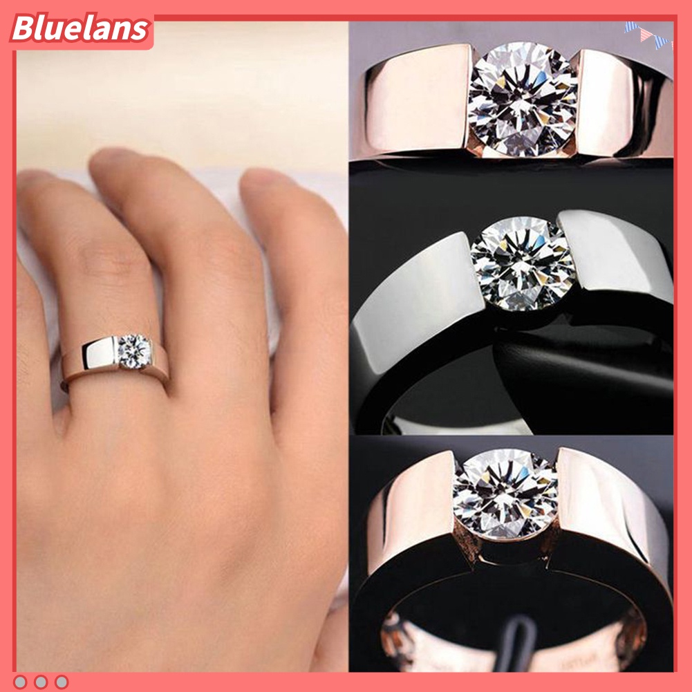 Bluelans Cincin Cubic Zirconia Bentuk Bulat Untuk Unisex