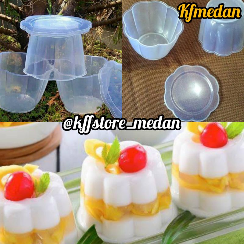 Cup Pudding / Cetakan Agar Agar Bunga Besar 200ml (isi 24pcs)