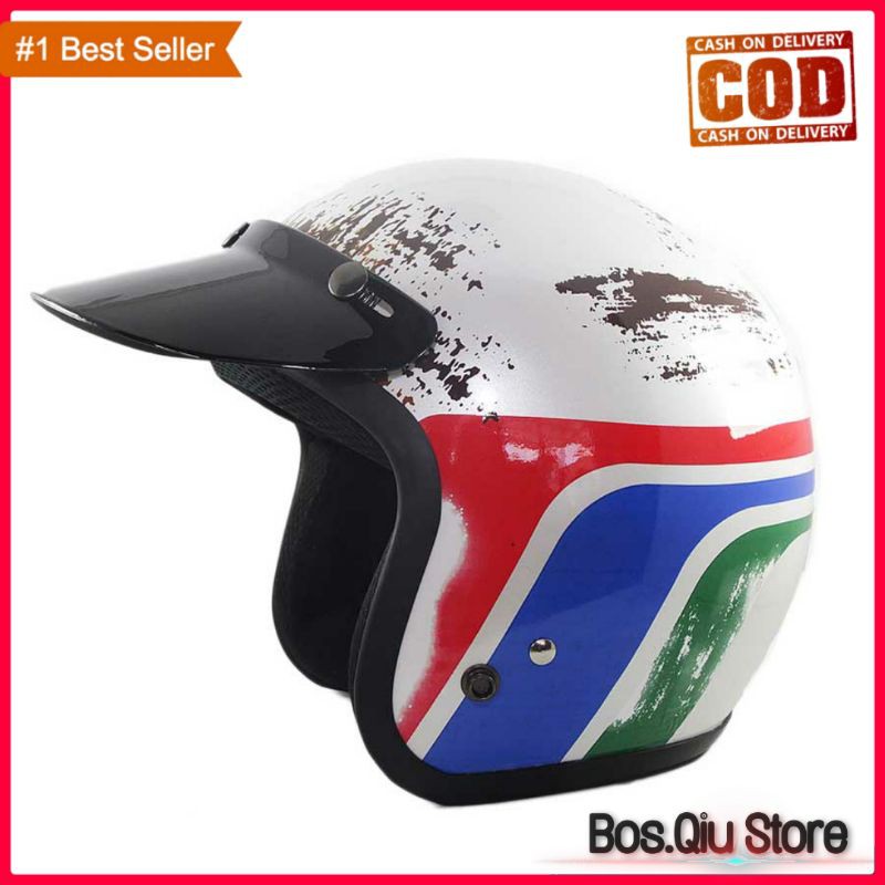 HELM RETRO RIMC SADA TAYENG WHITE GLOSSY/METALIK