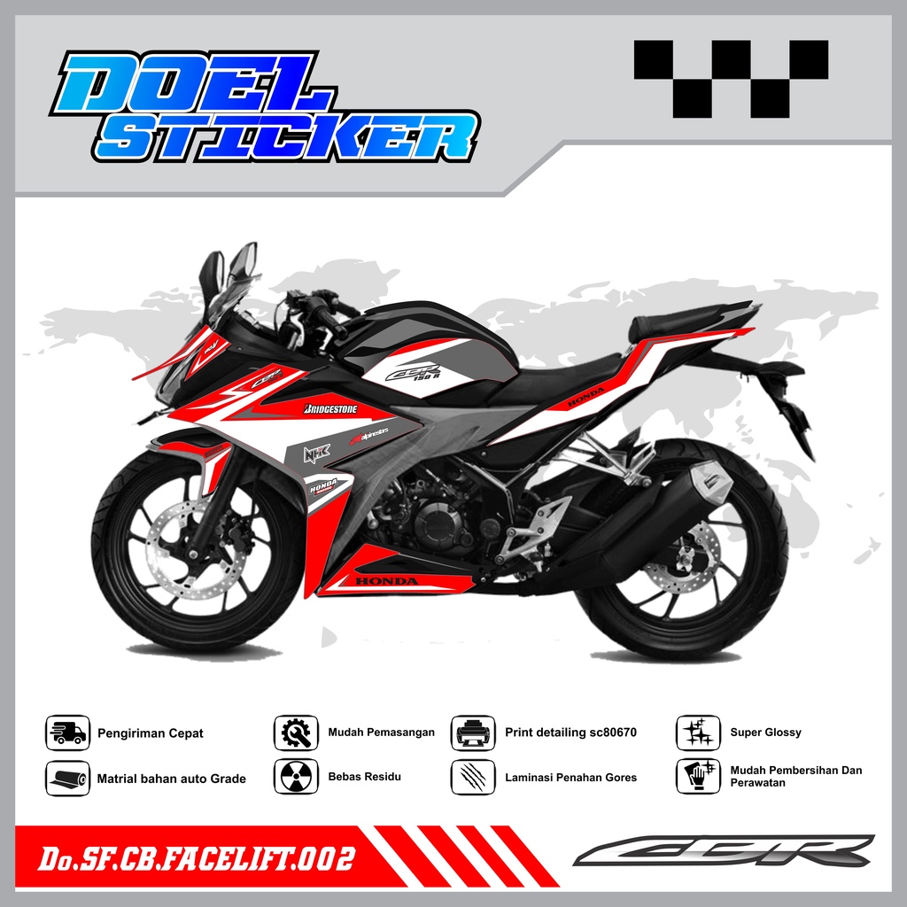 STICKER STRIPING CBR 150 R Facelift - STICKER STRIPING SEMI FULL LIST VARIASI HOLOGRAM , CROME CBR 150 R Facelift DOEL 002