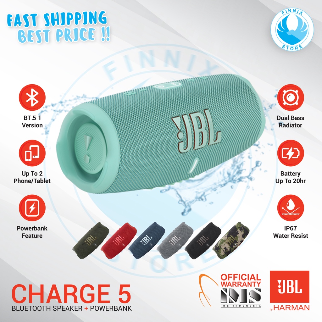 JBL Charge 5 Wireless Bluetooth Speaker Portable - Garansi Resmi