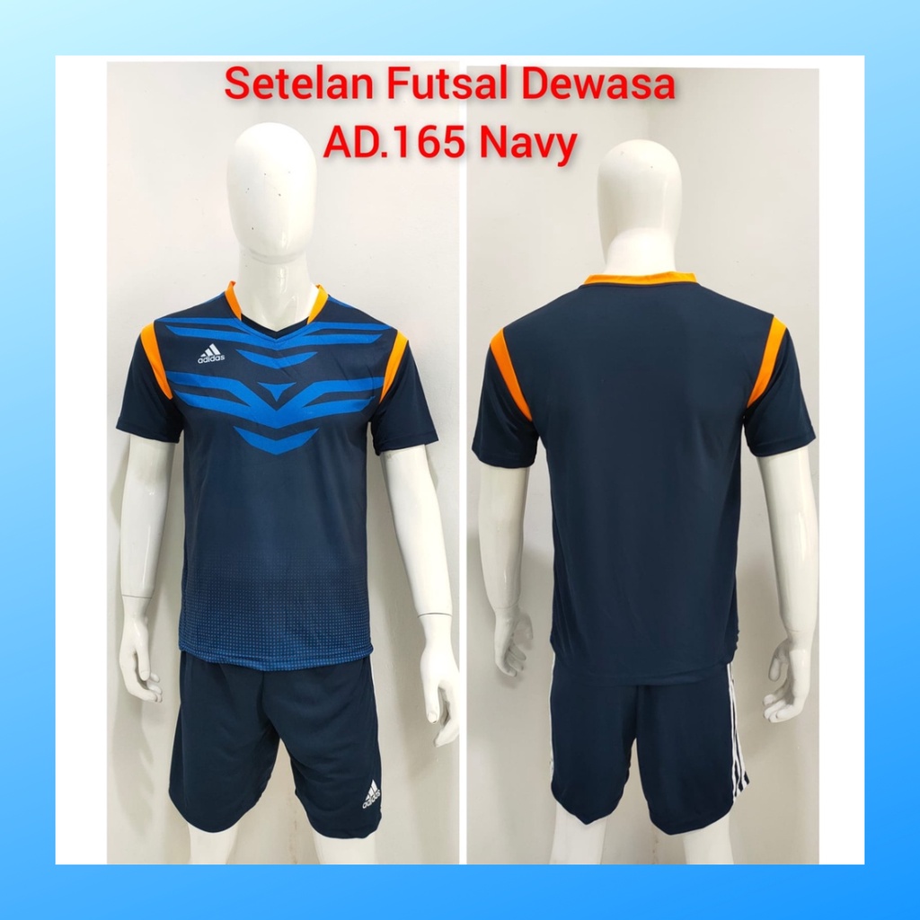 jersey futsal pria kaos sepak bola baju dan celana setelan wanita dewasa t-shirt outfit seragam jarsey kostum olahraga pakaian apparel print sport jersy soccer casual jersi suit AD165 navy