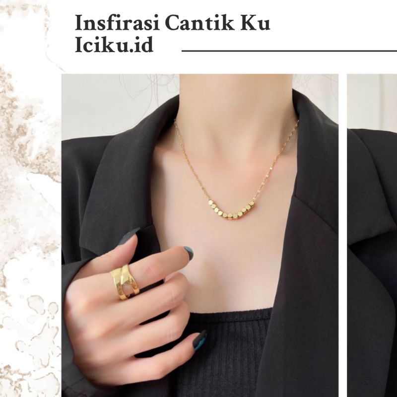 Kalung Liotin Simple Elegant Polos Gold Necklace Satu Layer Aksesoris