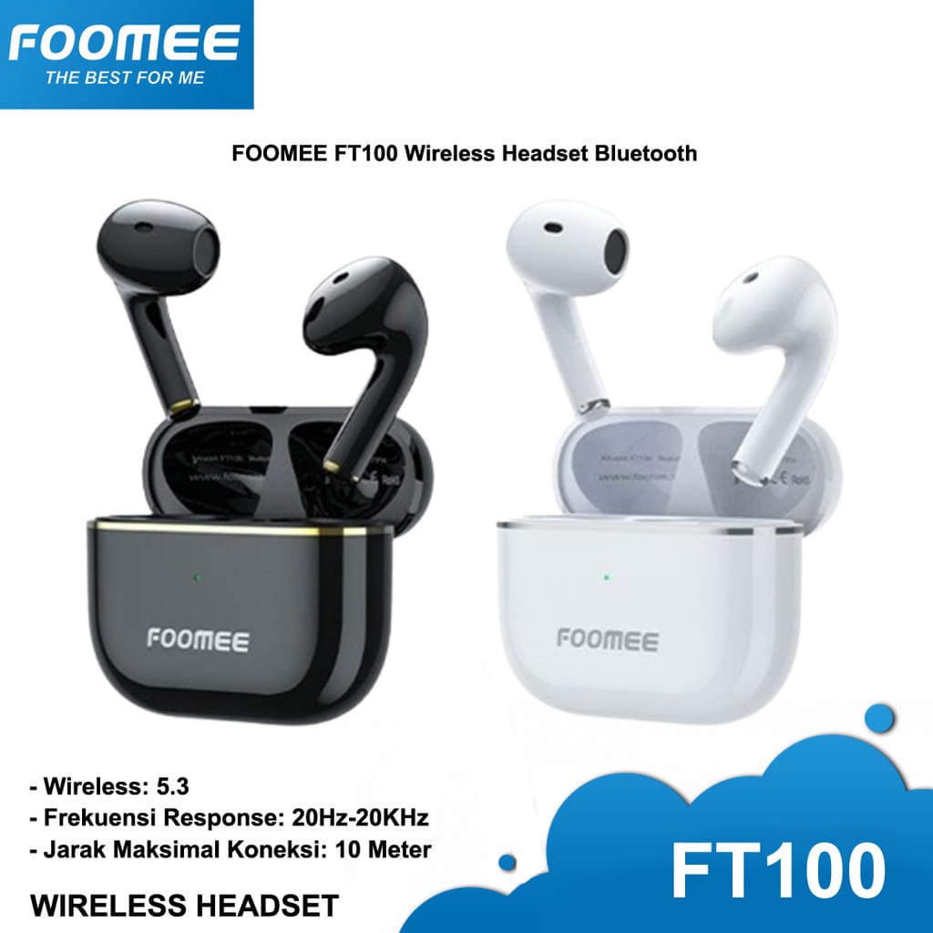 C_   TRUE WIRELESS STEREO / TWS EARBUDS FOOMEE FT100 BLUETOOTH V5.3 TYPE C