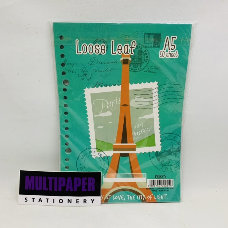 Kertas Loose Leaf A5 Binder Karakter Paris Fancy Isi 50 Kiky