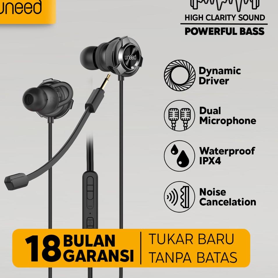 Terbaik UNEED In-Ear Gaming Earphone with Dual Microphone Wired - UEP131N