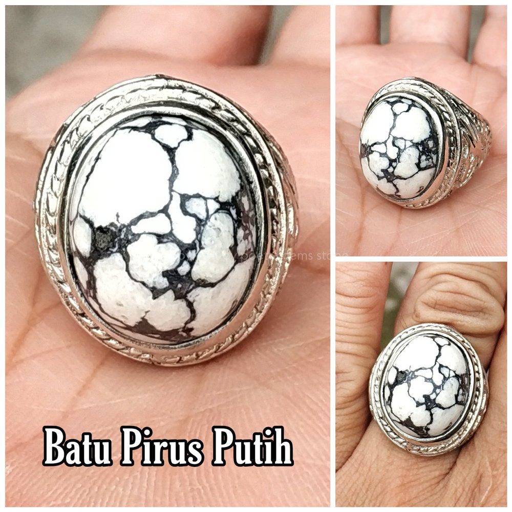 CINCIN BATU AKIK PIRUS PUTIH CORAK MANTAP