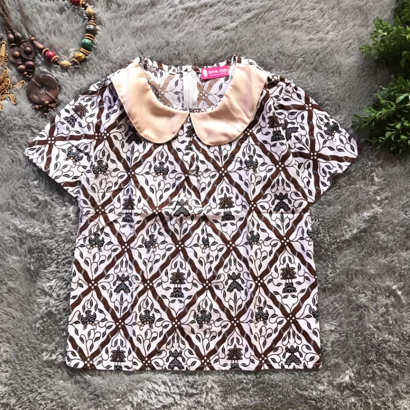 Blus Batik Anak Whitney Putih Blus Batik Anak Perempuan Bahan Katun Halus Adem Dan Nyaman Dipakai