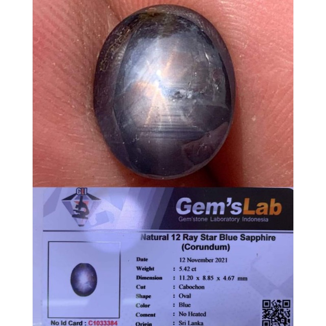 natural blue star safir srilanka 5.42 carat