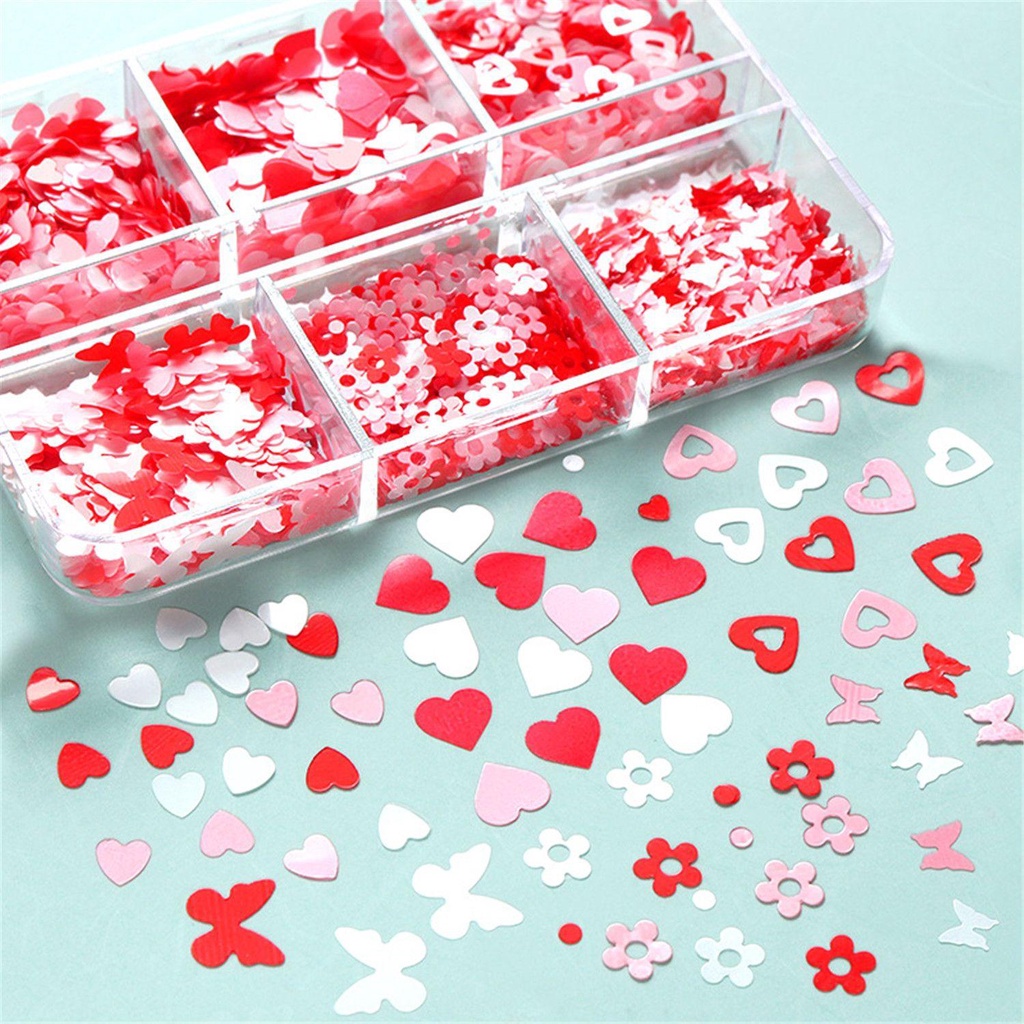 R-flower Nail Art Sequin New Shiny Valentine Day Decals