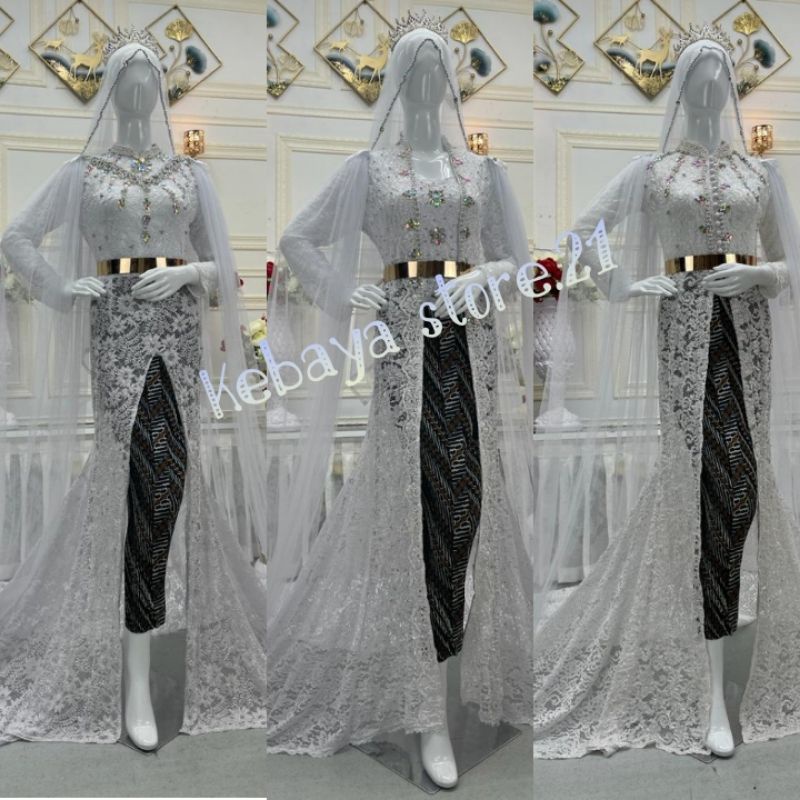 SET KEBAYA AKAD ELISAP JUBAH//KEBAYA MODERN TERBARU/KEBAYA DRES BEREKOR//GAUN  MEWAH //GAUN PENGANTEN // KEBAYA AKAD NIKAH