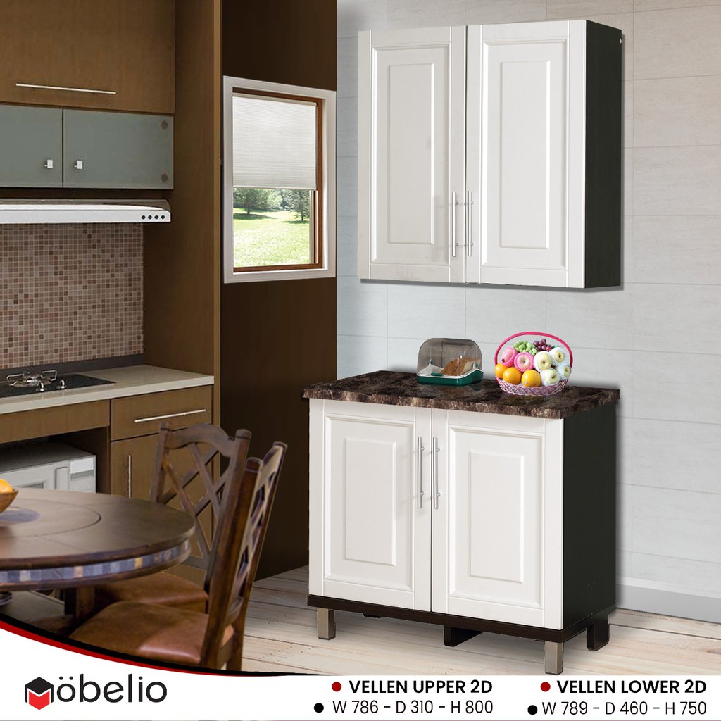MOBELIO - VELLEN Kitchen Set Atas Bawah 2 dan 3 Pintu  Dark Scandinavian Elegan Minimalis