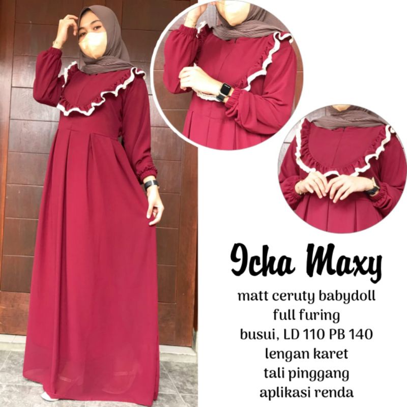 Icha maxy premium gamis polos gamis rampek gamis lebaran 2022 gamis ld 110