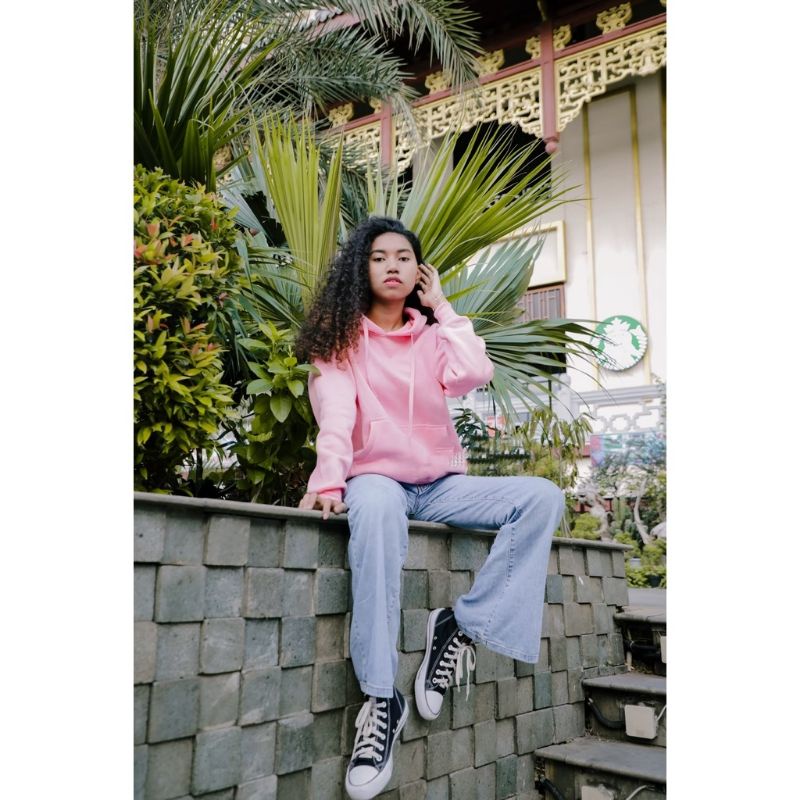 Hoodie Jumper Polos Warna Pink baby / Baby pink Pria Wanita Size M L XL XXL premium