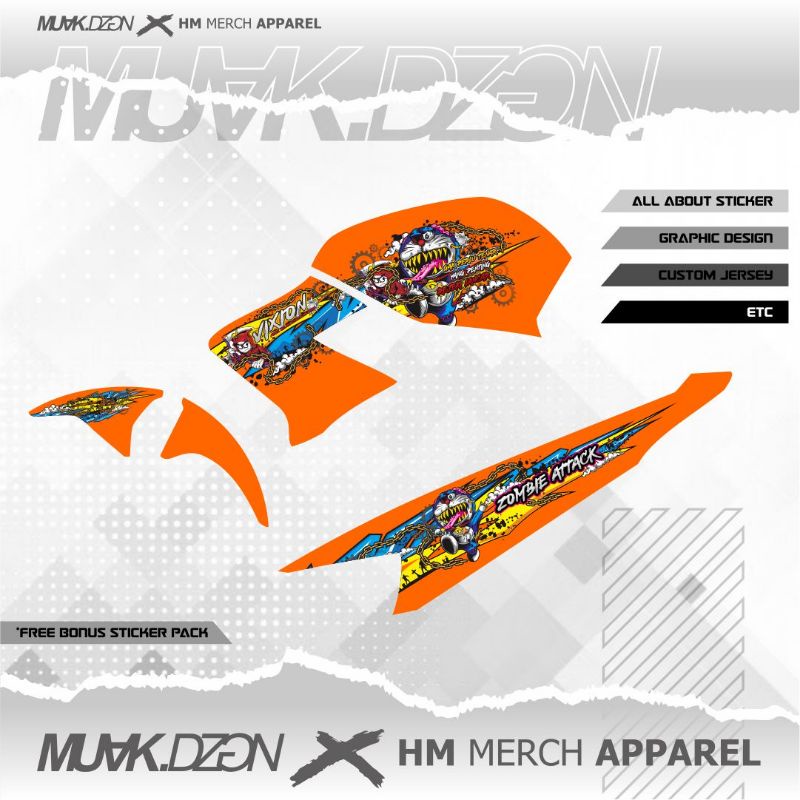 Striping Vixion Old Decal Custom Printing Zombie Doraemon Anime