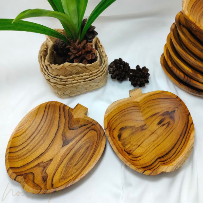 piring apel kayu jati 15 cm