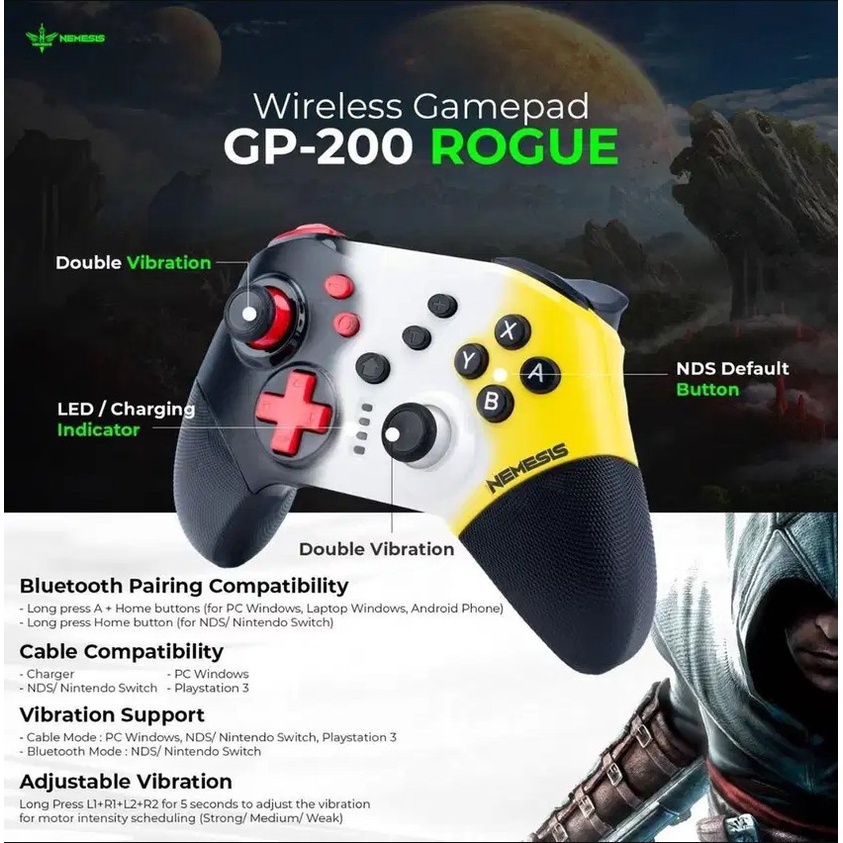 Gamepad NYK Nemesis GP-200 GP200 Rogue Bluetooth Wireless