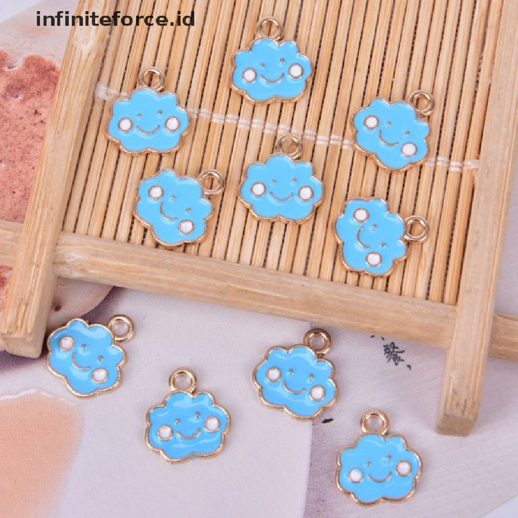 10pcs / Set Liontin Enamel Bentuk Awan Bahan Alloy Untuk Membuat Perhiasan