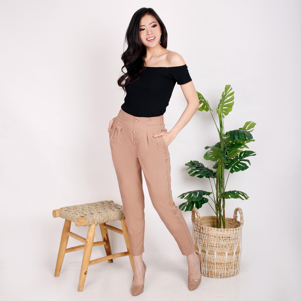 UPGRADE Celana Katun Highwaist Kancing