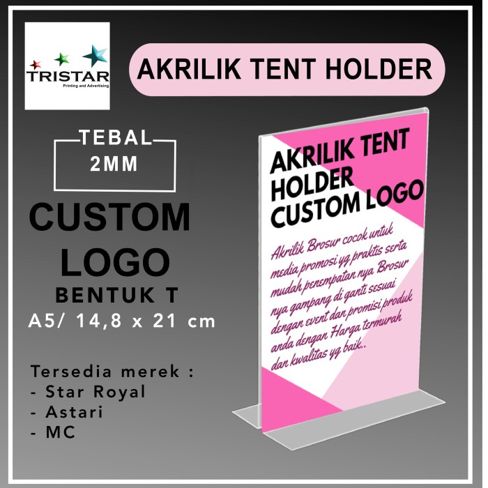 

Grosir DISPLAY MENU AKRILIK / UKURAN A5 ( DENGAN CETAKAN 2 SISI) - Star Royal