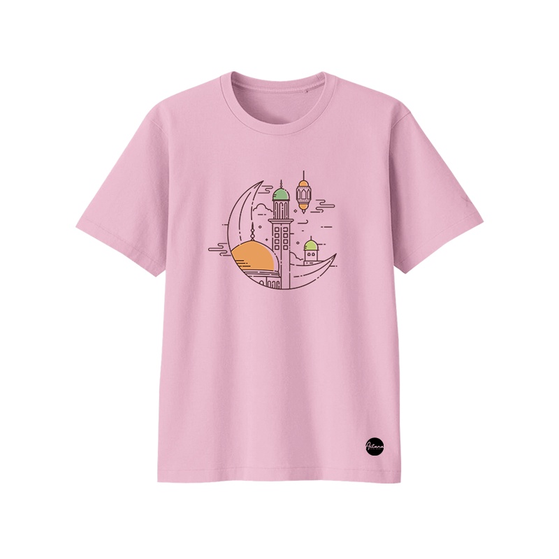 Aitana - Baju Kaos Muslim Lebaran Tema Moon Masjid Night Ready Bayi Anak Remaja Dewasa Bahan Katun Combed 30s