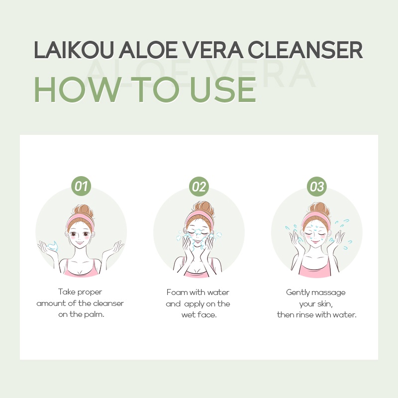 LAIKOU 96% Aloe Vera Pembersih Menenangkan Wajah Meringankan Bekas Jerawat 50g